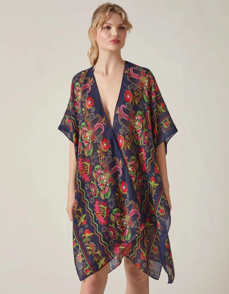 Navy Paisley Floral Kaftan