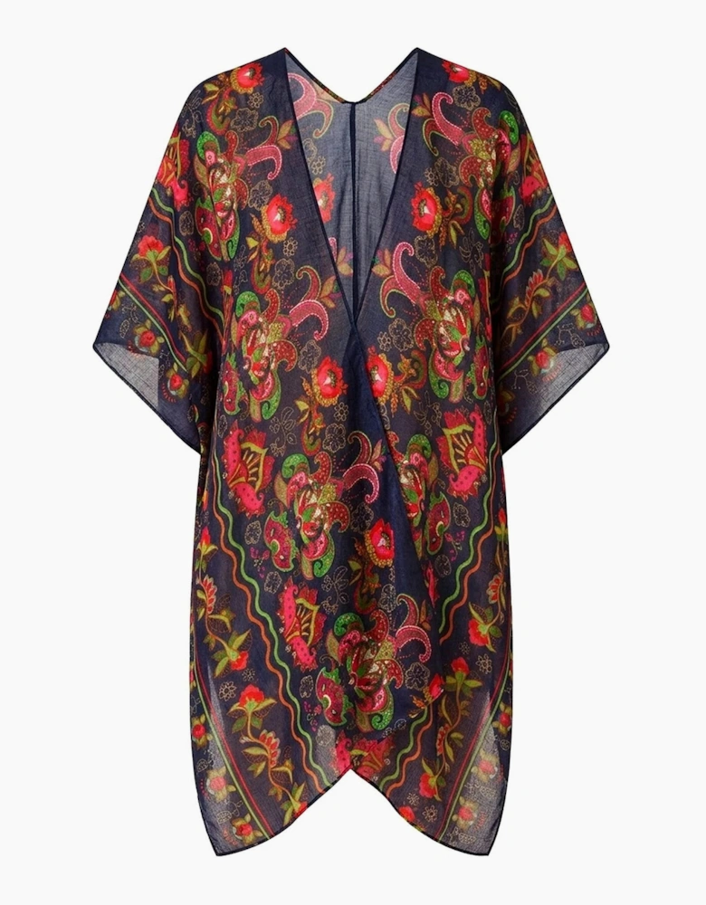Navy Paisley Floral Kaftan