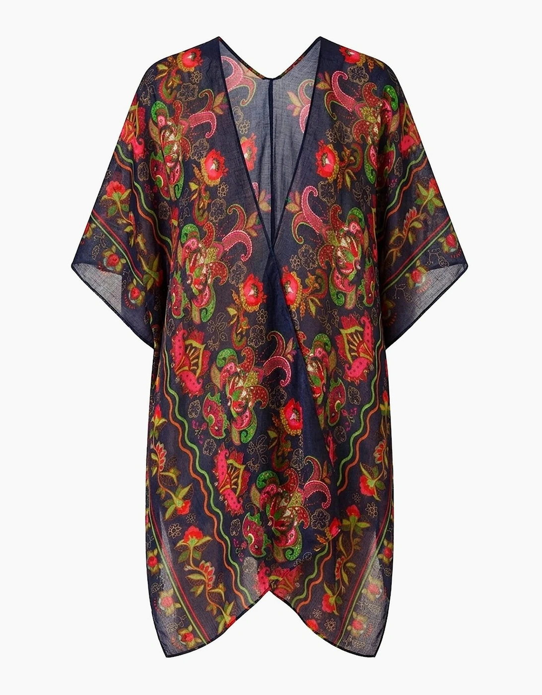 Navy Paisley Floral Kaftan