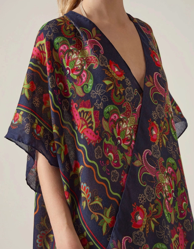 Navy Paisley Floral Kaftan
