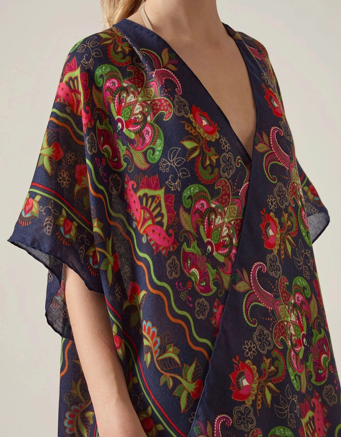 Navy Paisley Floral Kaftan