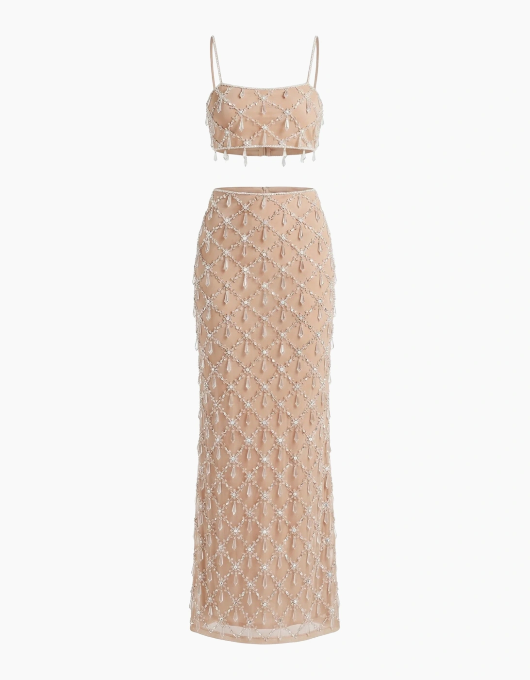 Calliope Luxury Crystal Co-Ord Top Nude