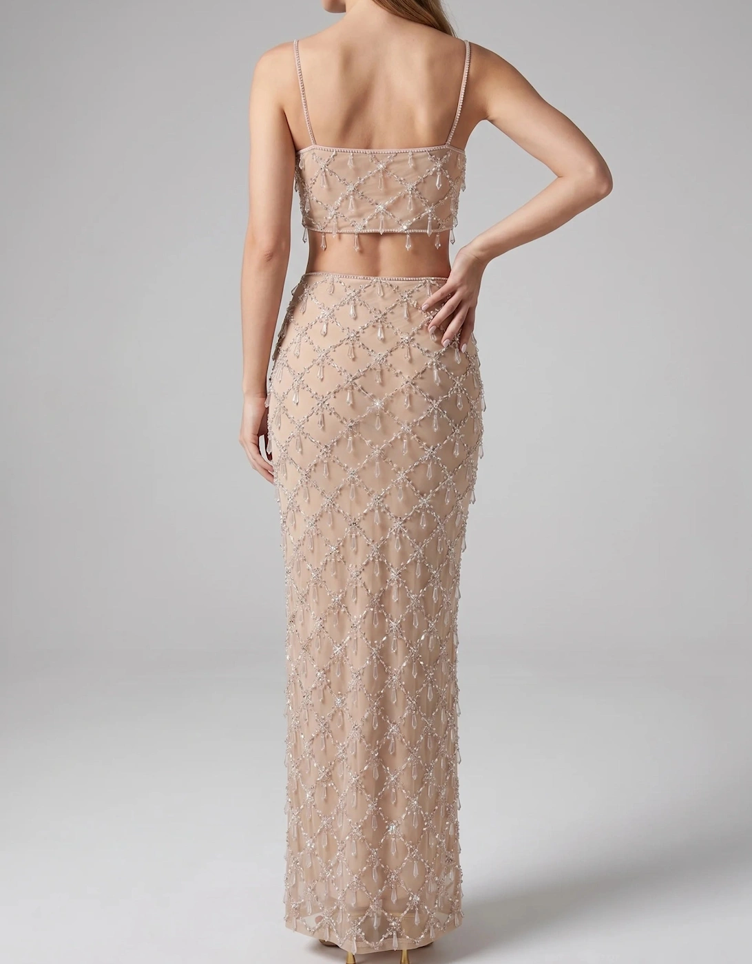 Calliope Luxury Crystal Co-Ord Top Nude