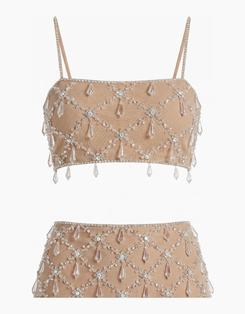 Calliope Luxury Crystal Co-Ord Top Nude