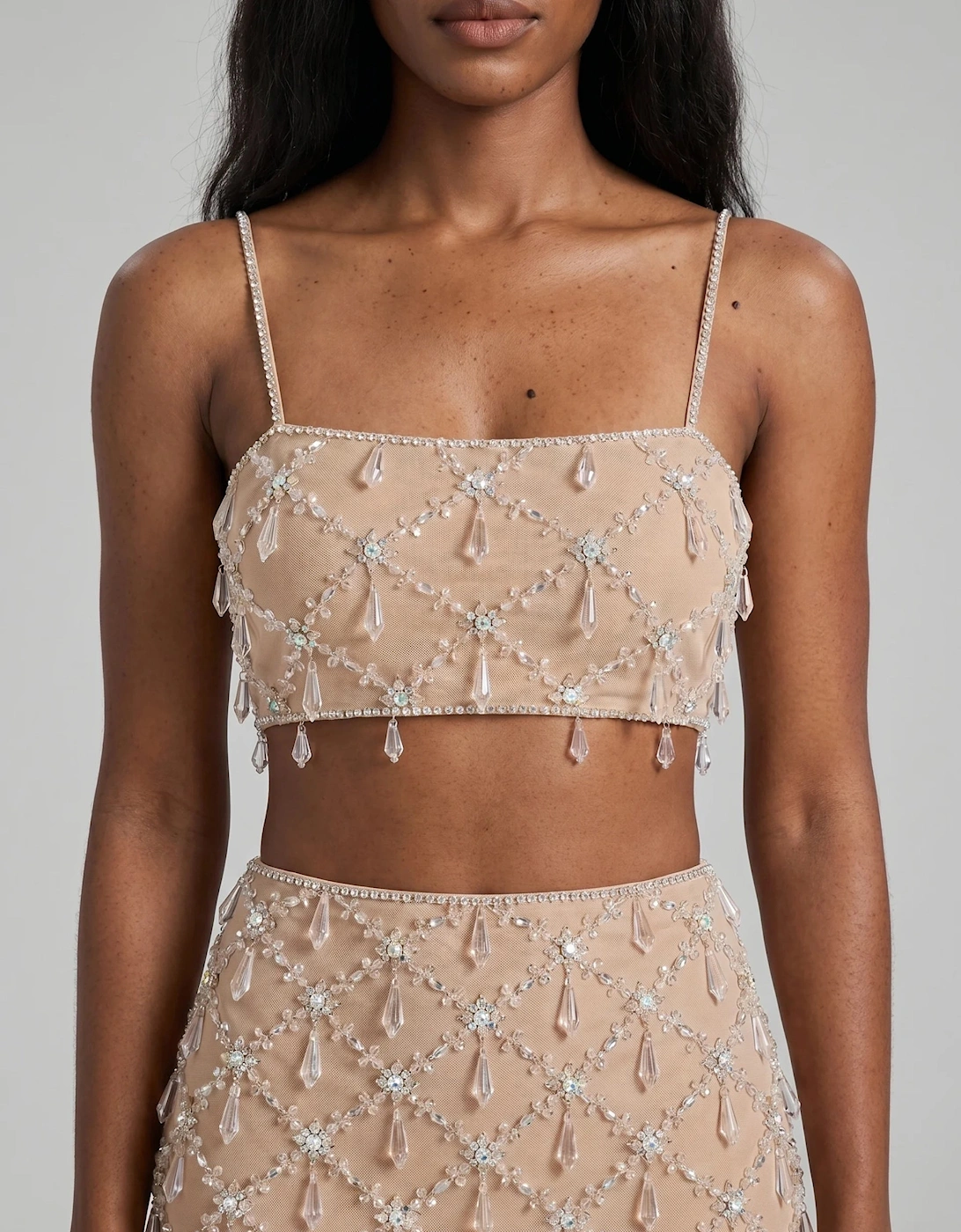 Calliope Luxury Crystal Co-Ord Top Nude, 8 of 7