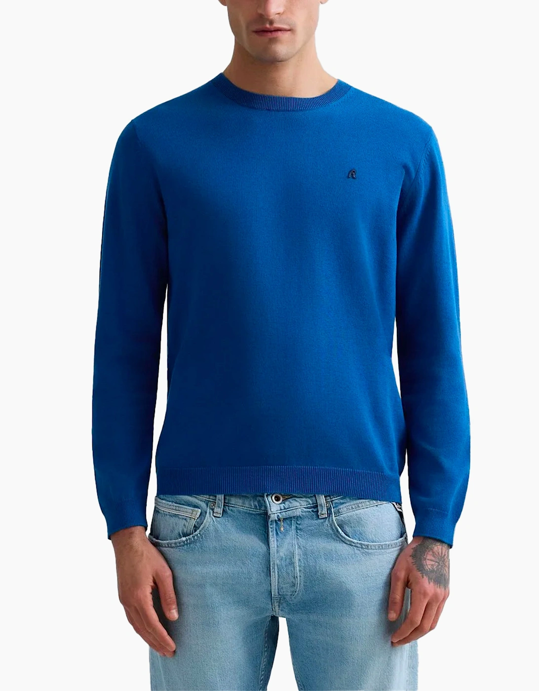 Replay Men's Blue Cotton Crew Neck Sweater Knitwear  44 Xxl