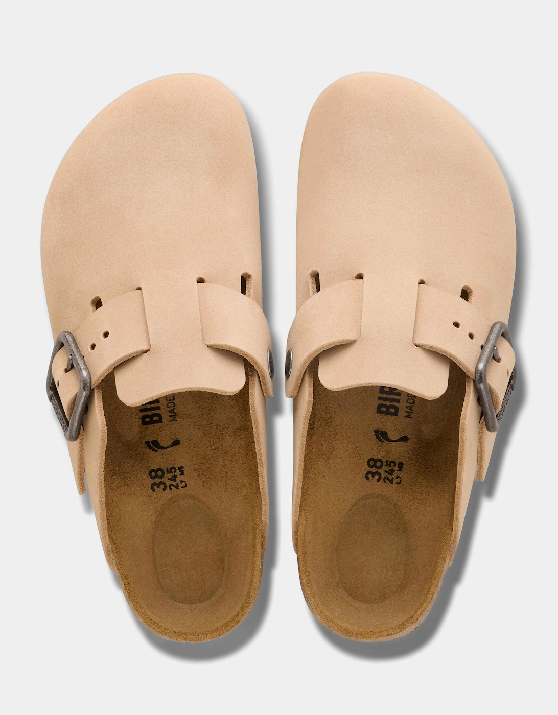 Birkenstock Boston Wire Buckle Nubuck Leather Womens Clogs - Sandcastle