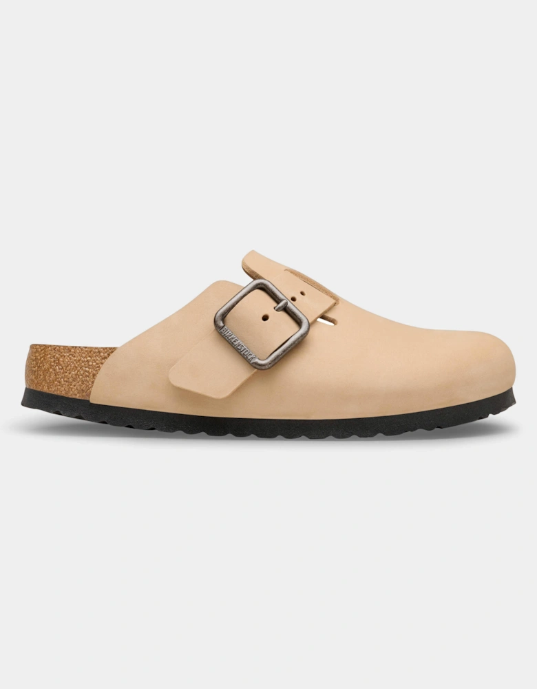 Birkenstock Boston Wire Buckle Nubuck Leather Womens Clogs - Sandcastle