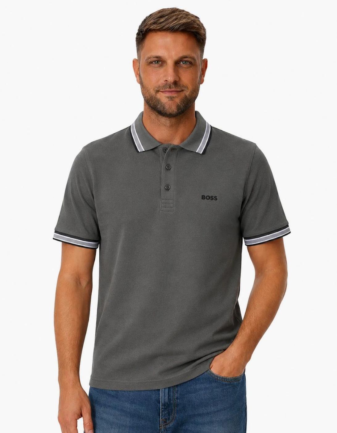 BOSS Paddy Piqué Polo Shirt Dark Grey