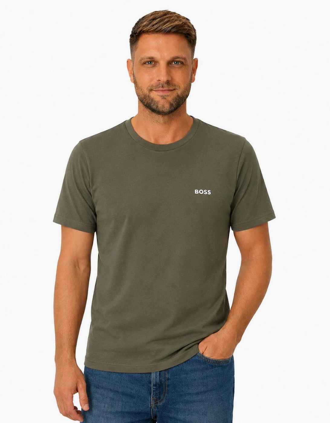 BOSS Cotton Basic T-Shirt Khaki Green