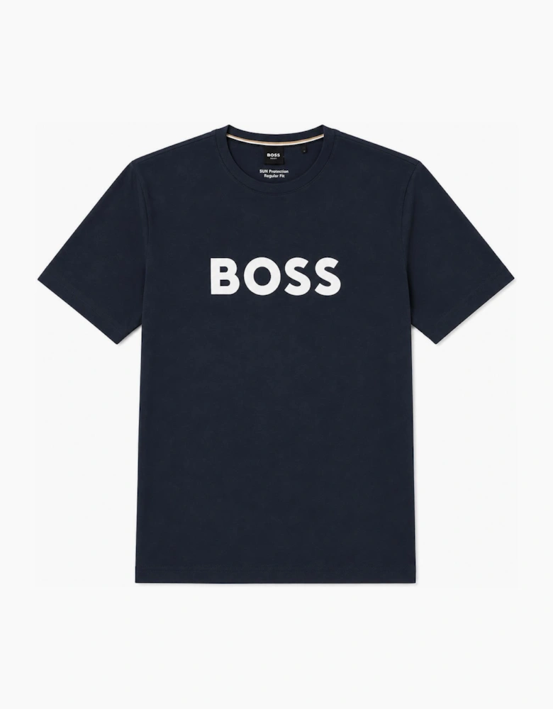 BOSS Contrast Logo RN T-Shirt Navy