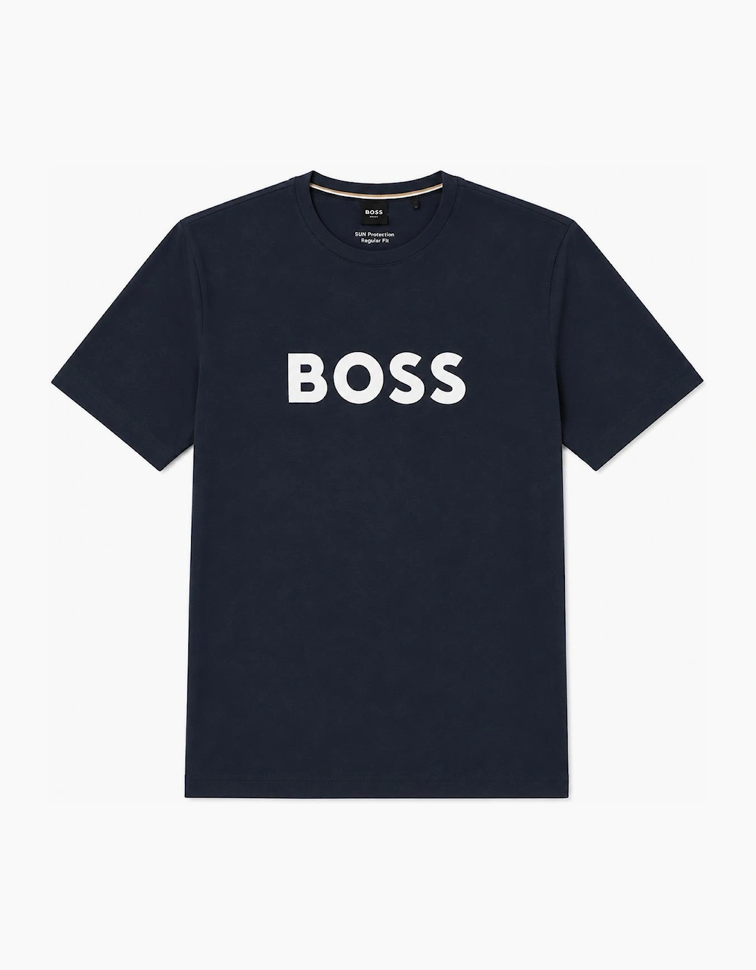 BOSS Contrast Logo RN T-Shirt Navy