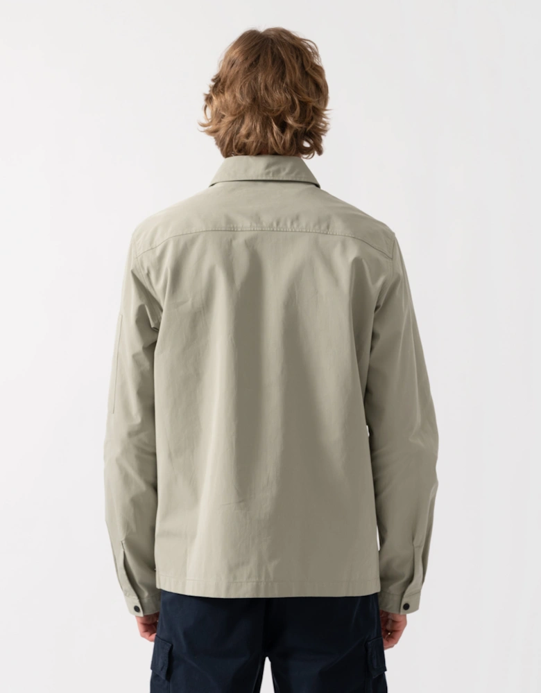 HUGO Emmond Mens Zip Overshirt with Red Logo Label - Light/Pastel Green 337