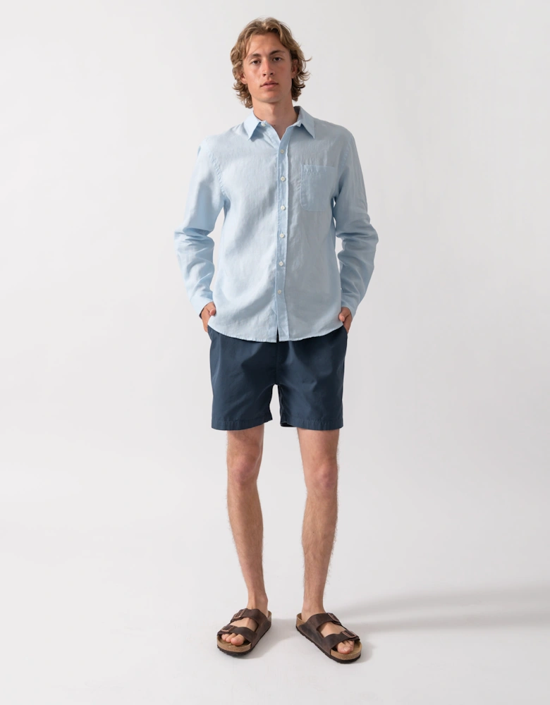 Colorful Standard Mens Long Sleeve Linen Shirt - Polar Blue