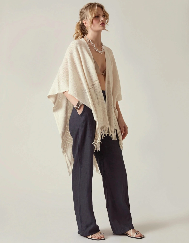 Cream Pointelle Knit Kaftan