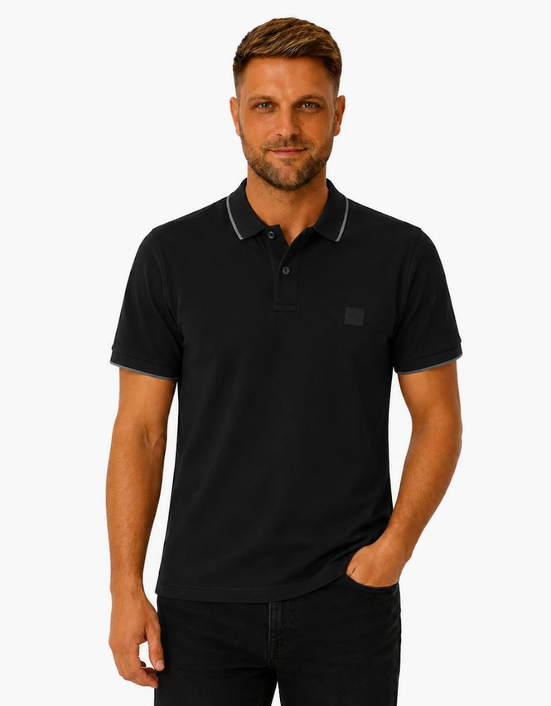 BOSS Slim Fit Passertip Polo Shirt Black