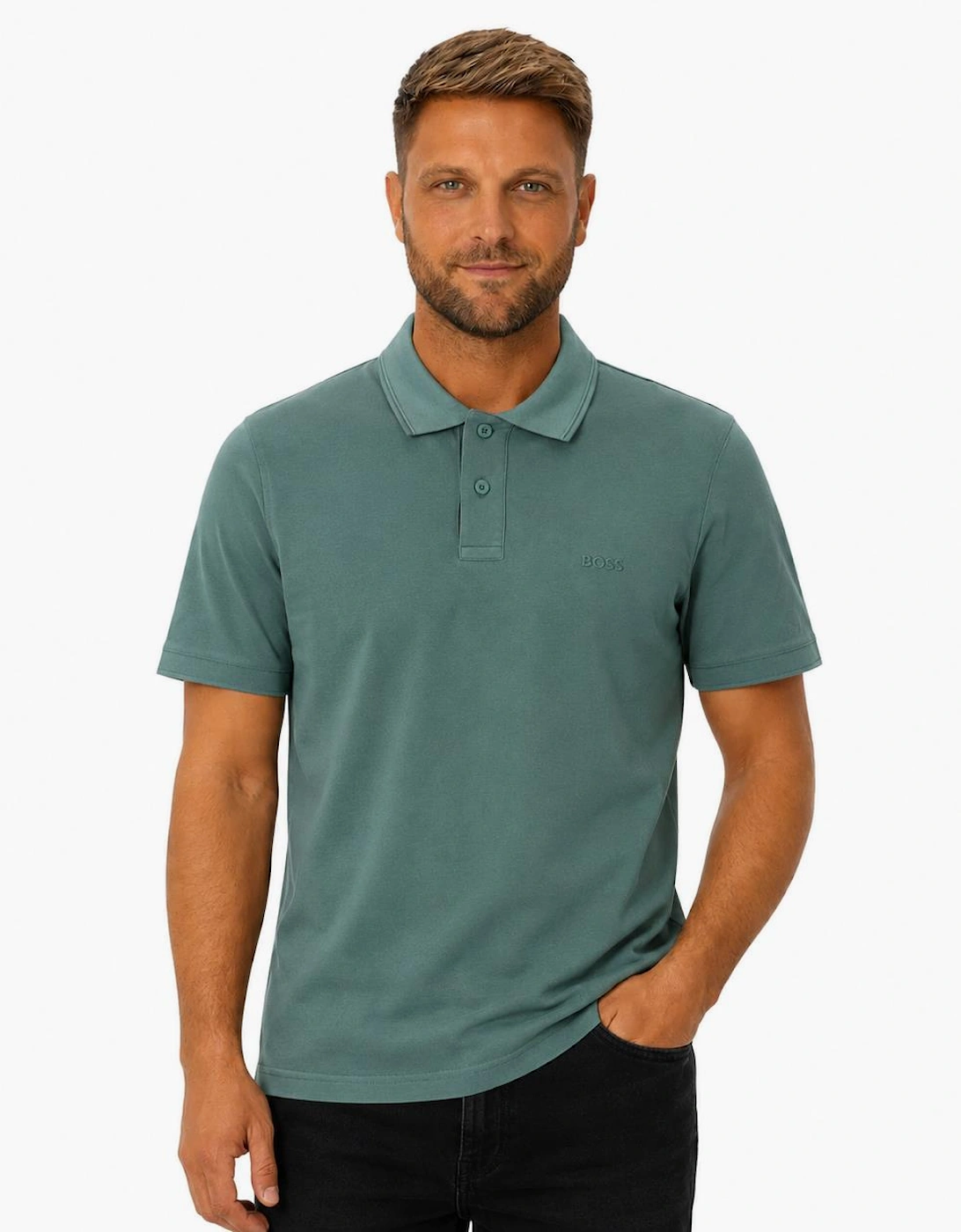 BOSS Prime Cotton Pique Polo Shirt Green