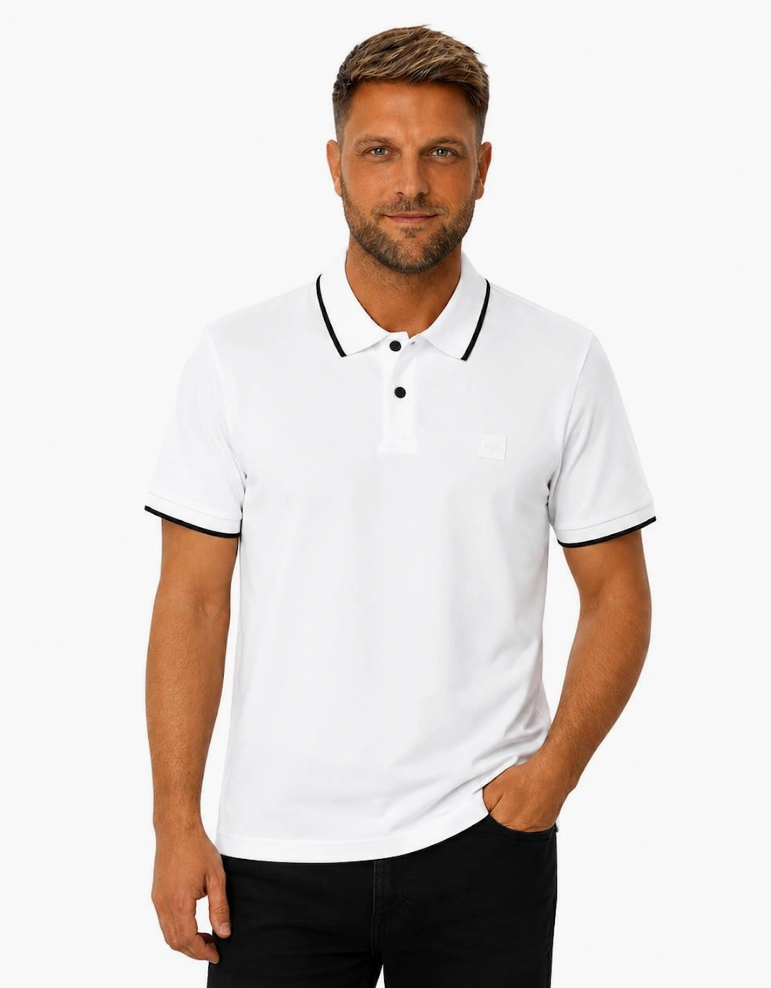 BOSS Slim Fit Passertip Polo Shirt White