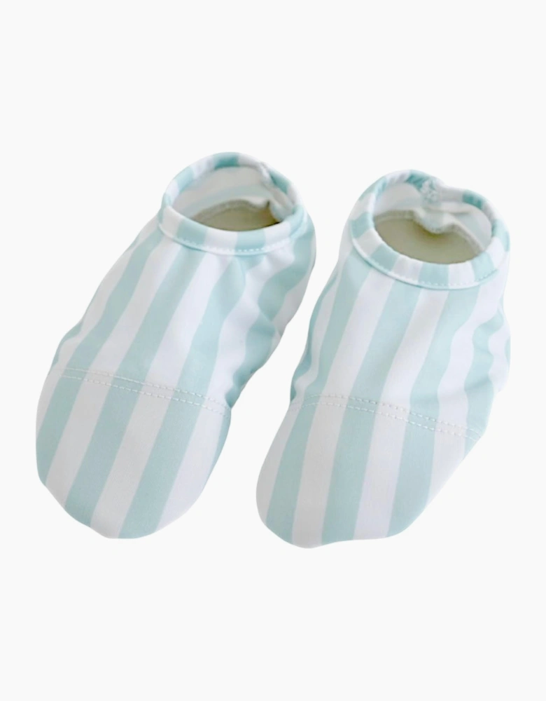 Boys Mint Green Stripe Print Non Slip Swim Shoes