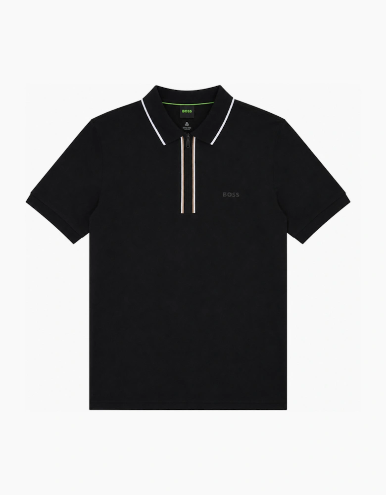BOSS Slim Fit Philix Zip Polo Shirt Black