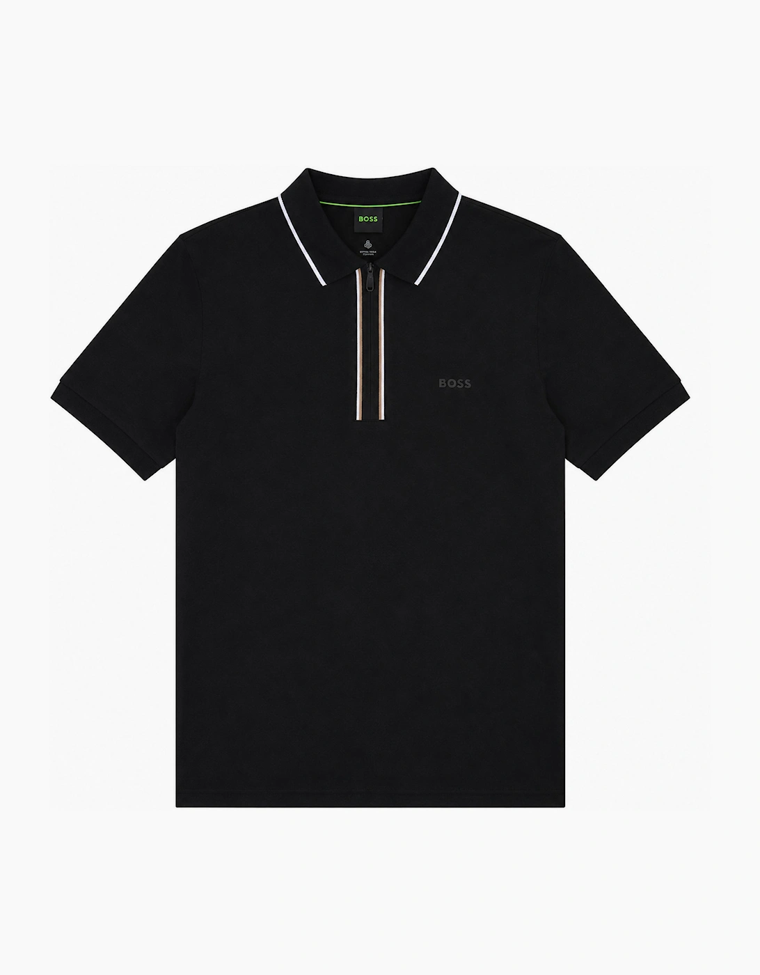 BOSS Slim Fit Philix Zip Polo Shirt Black
