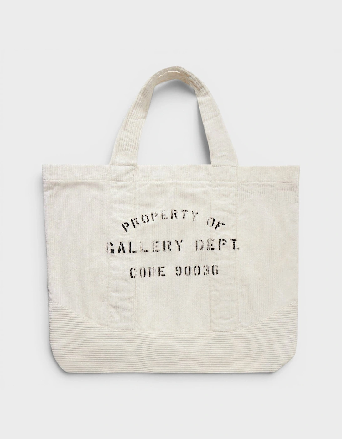 Logo-Print Cotton-Corduroy Tote Bag White