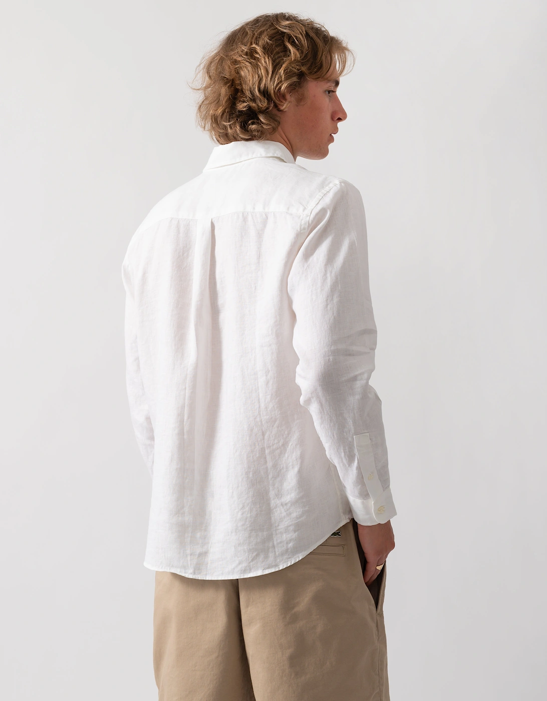Colorful Standard Mens Long Sleeve Linen Shirt - Optical White