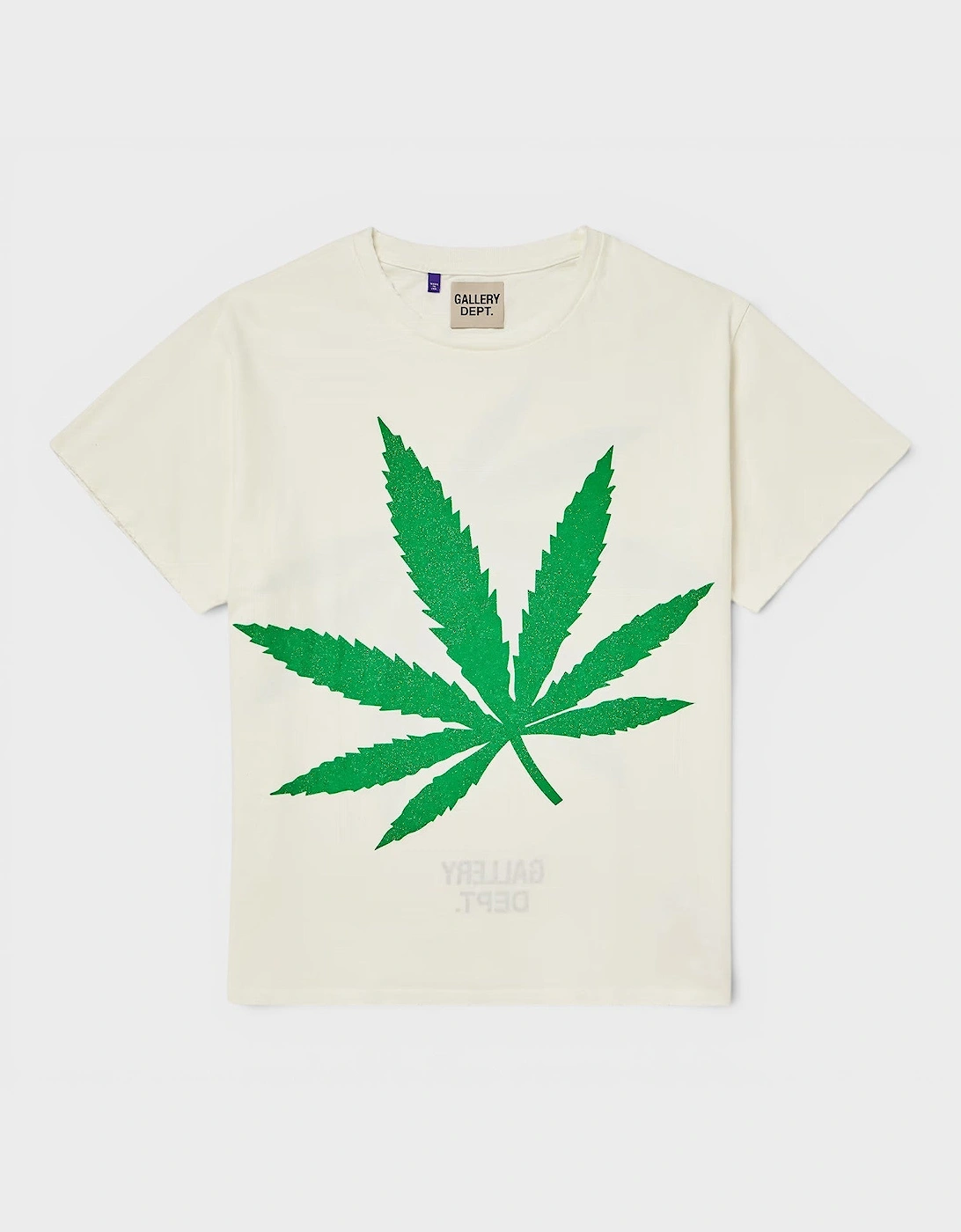 Weed Glittered Cotton Jersey T-Shirt White Green