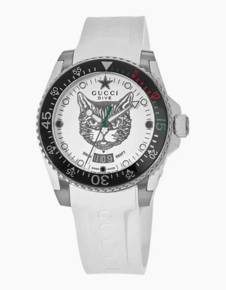 Gucci YA136329 Dive Tiger White Dial Men's Watch