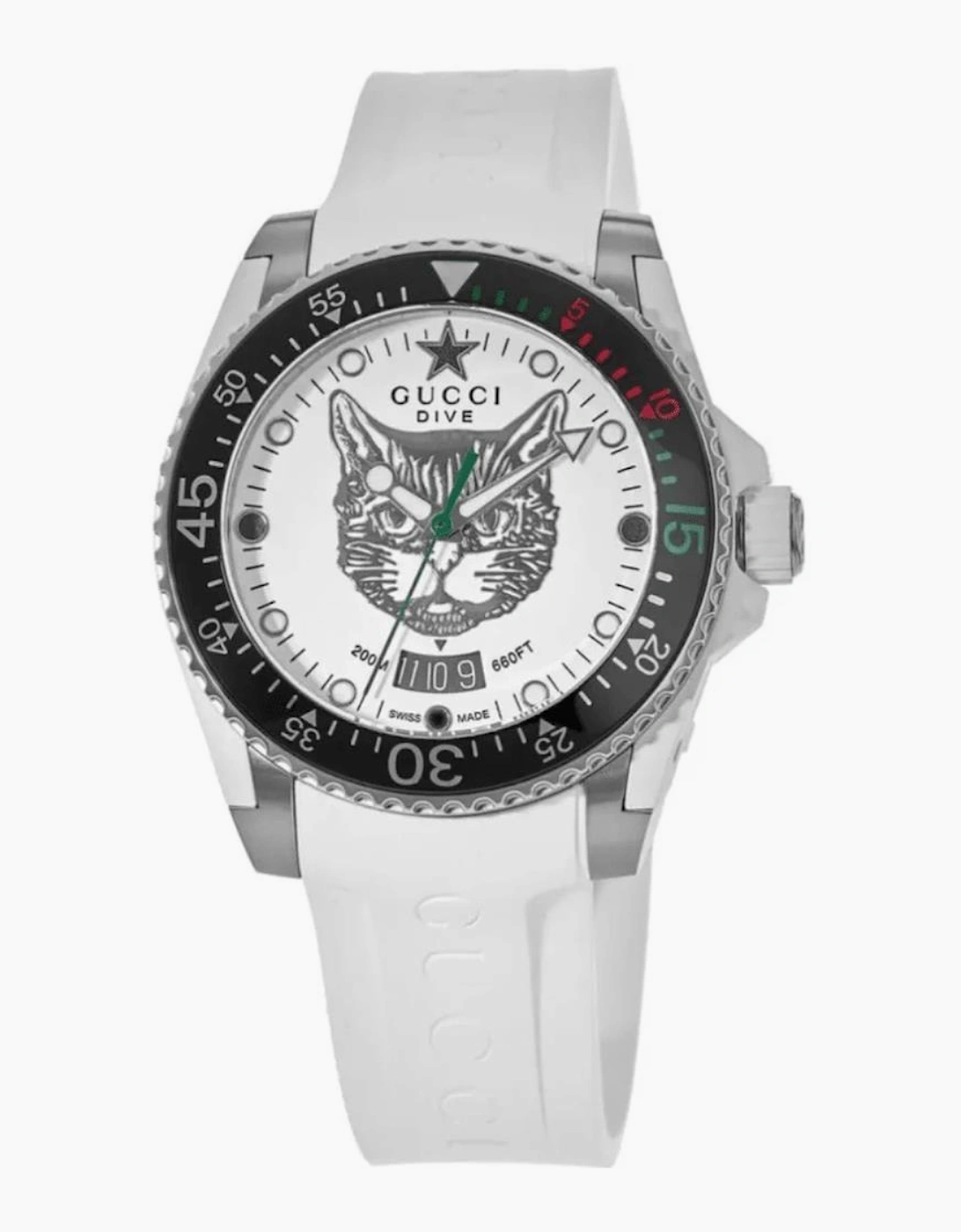 Gucci YA136329 Dive Tiger White Dial Men's Watch
