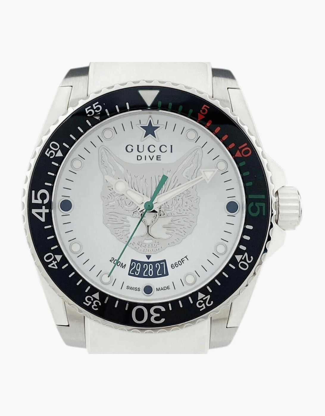 Gucci YA136329 Dive Tiger White Dial Men's Watch