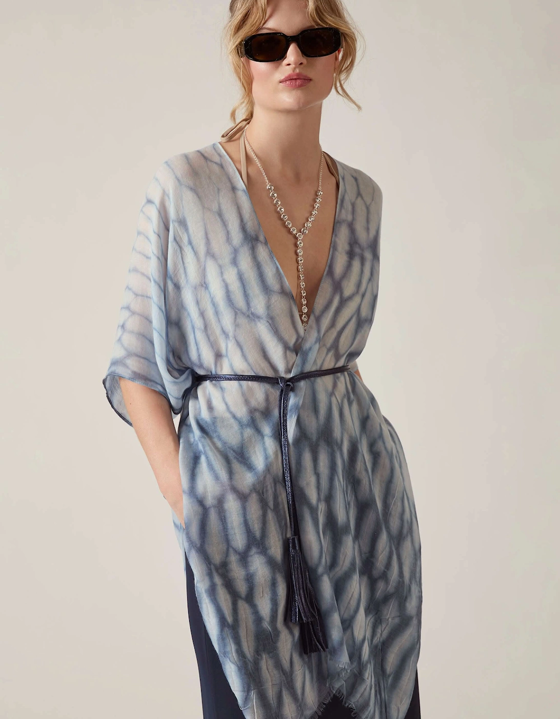 James Lakeland Women's Blue Shibori Print Kaftan