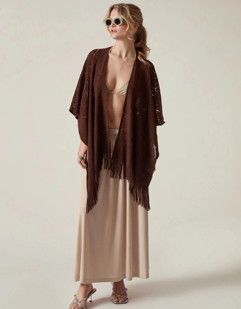Brown Pointelle Knit Kaftan