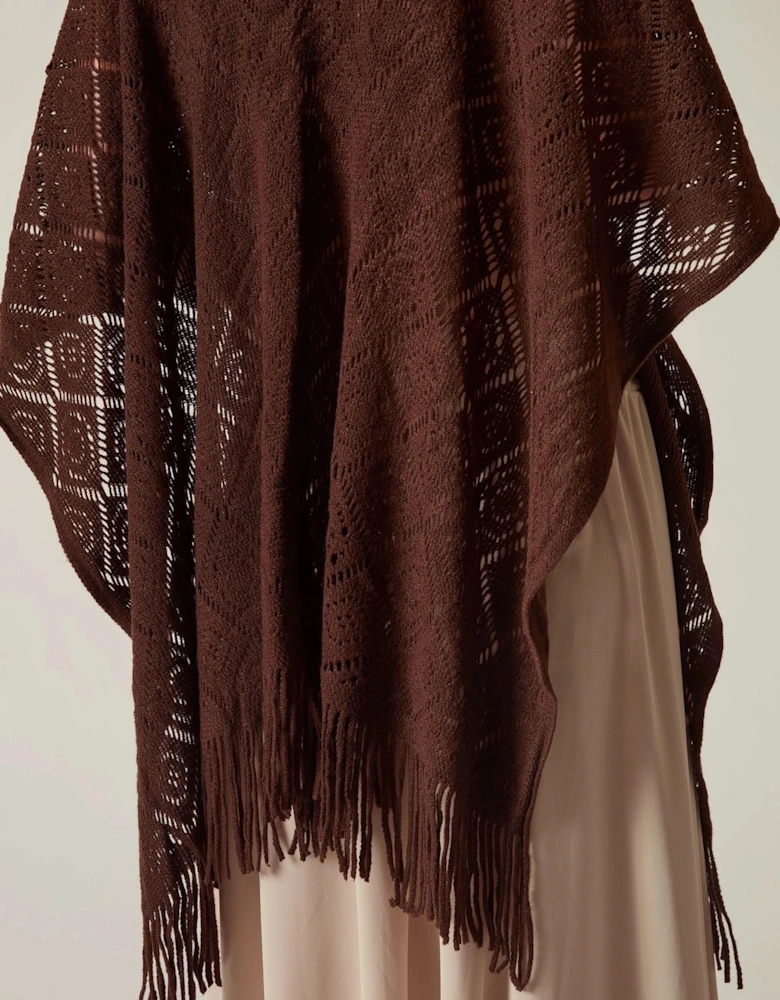 Brown Pointelle Knit Kaftan