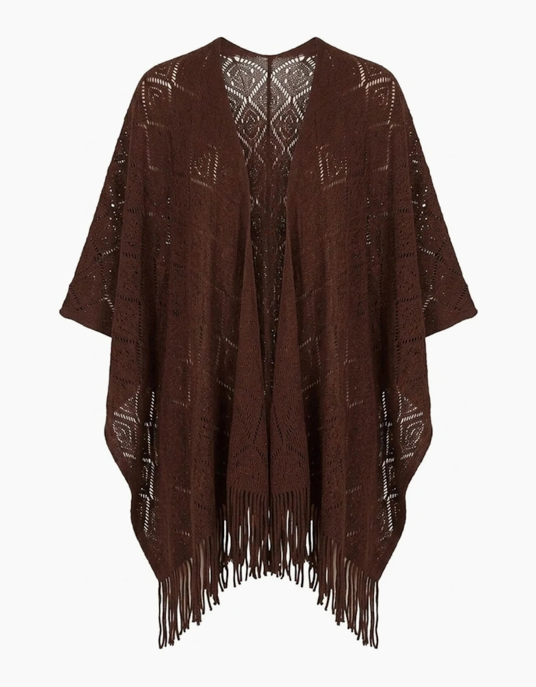 Brown Pointelle Knit Kaftan
