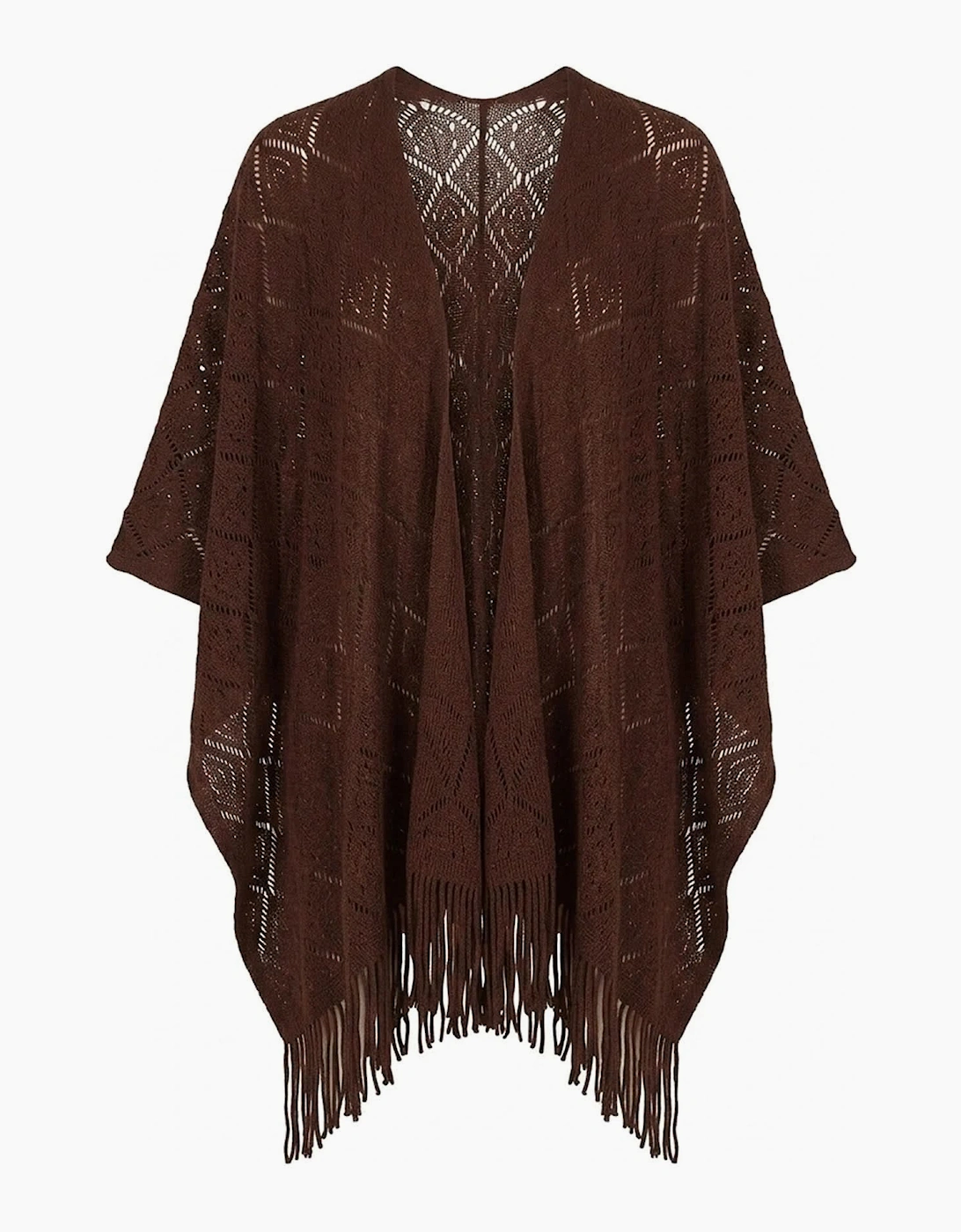 Brown Pointelle Knit Kaftan