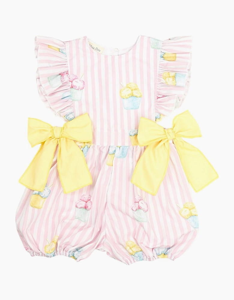Girls Pink Ice Cream Print Playsuit