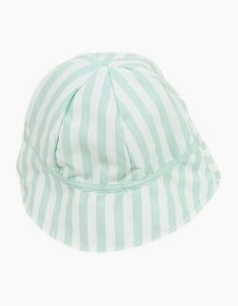 Boys Mint Green Stripe Print Sun Hat