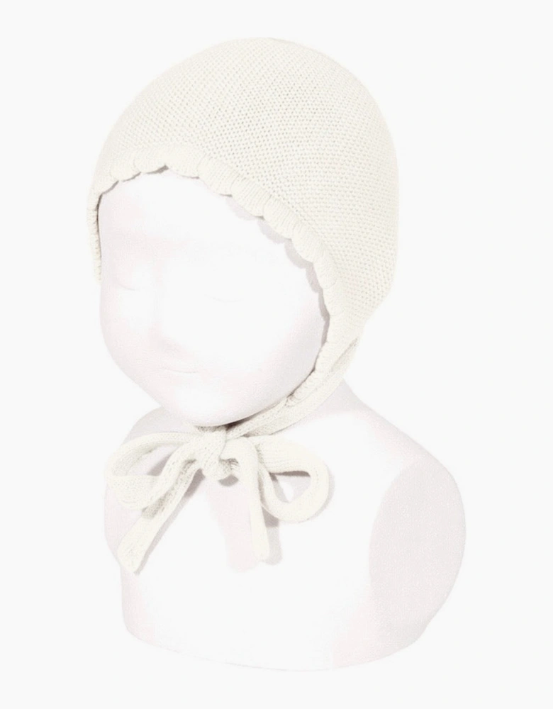 Ivory 202 Knit Tie Bonnet