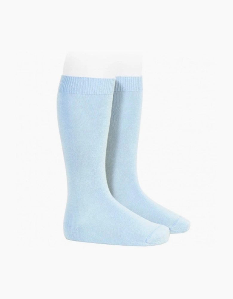 Pale Blue 410 Plain Knee Socks