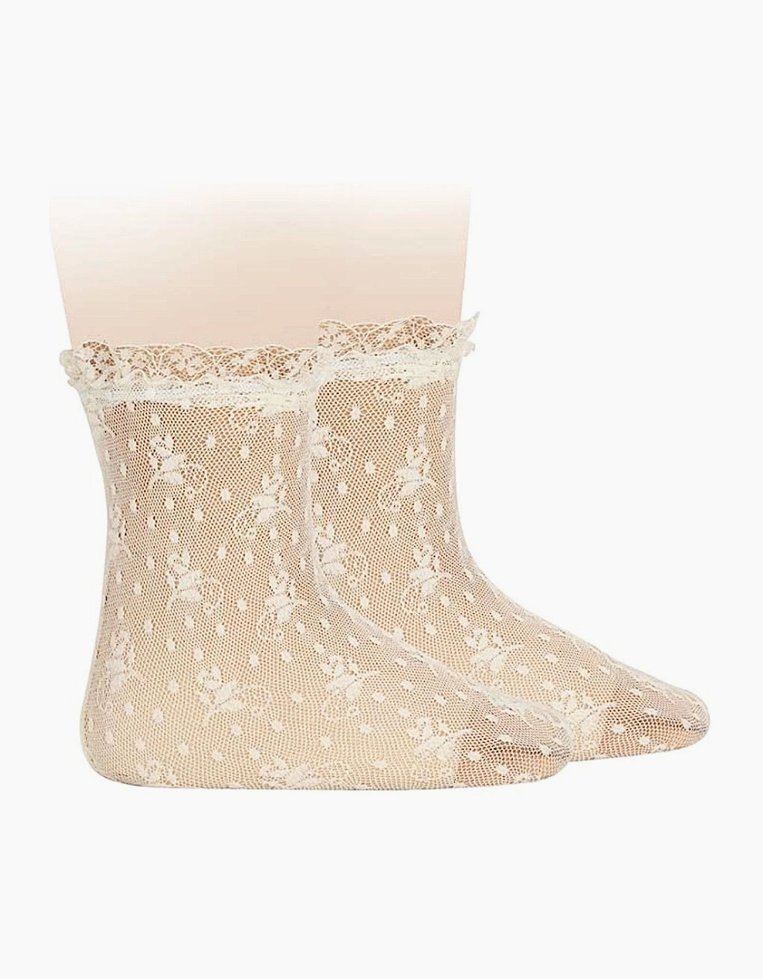 Girls Cream 303 Lace Short Socks