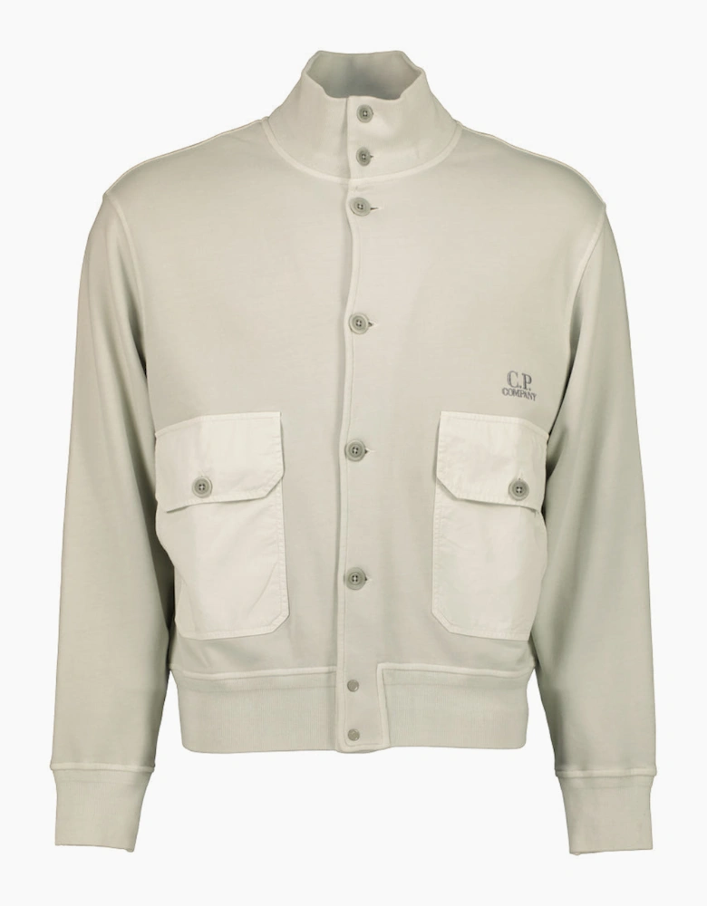 Diagonal Fleece Resist Dyed Logo Cardigan