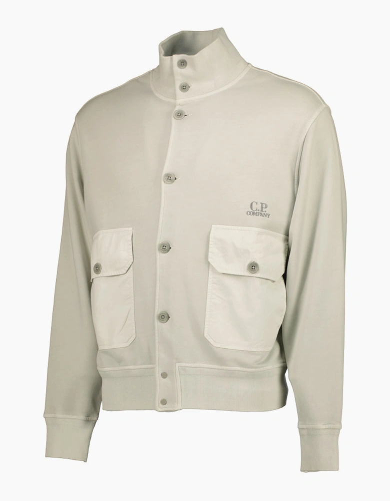Diagonal Fleece Resist Dyed Logo Cardigan