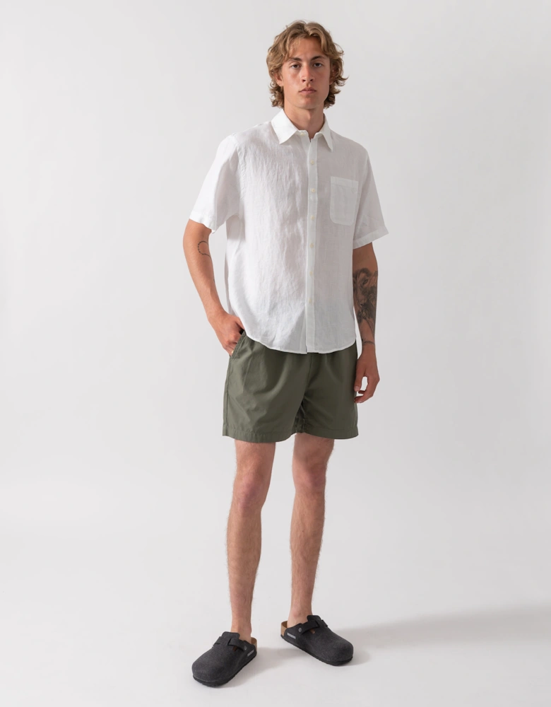 Colorful Standard Mens Short Sleeve Linen Shirt - Optical White