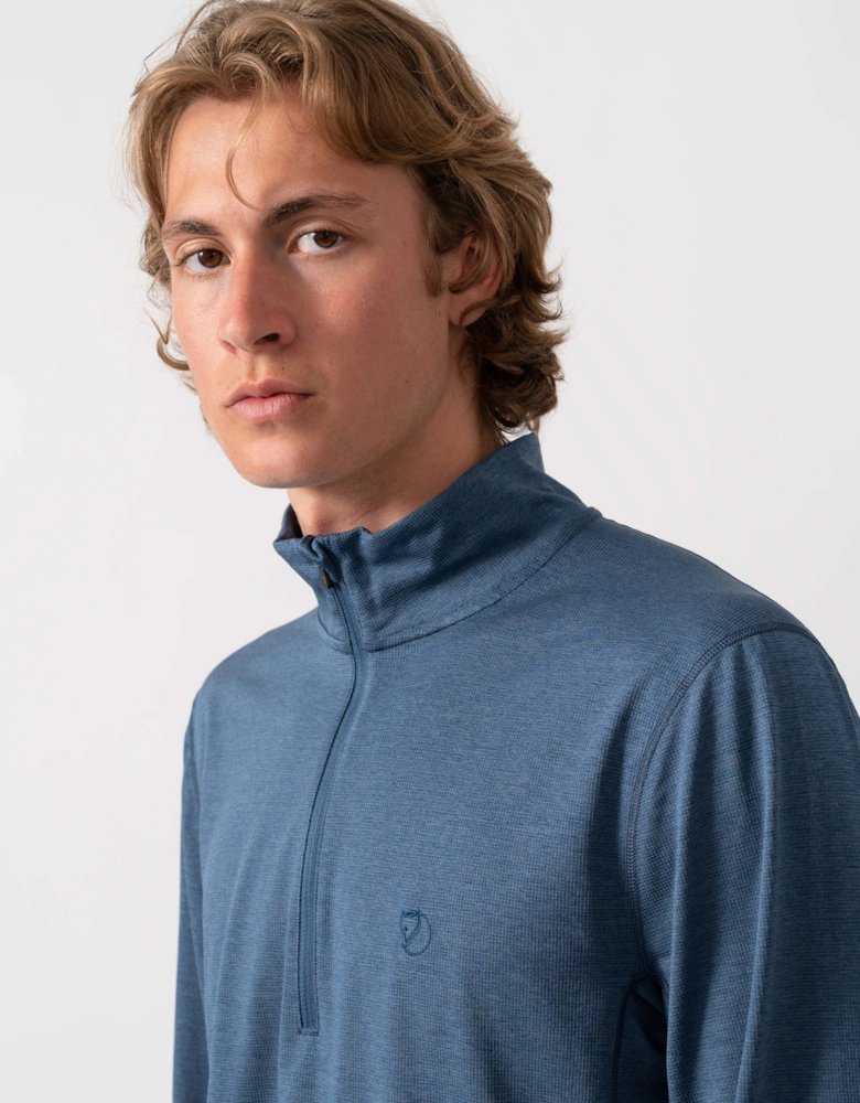 Fjallraven Abisko Day Hike Half Zip Mens Long Sleeve Top - Indigo Blue 534