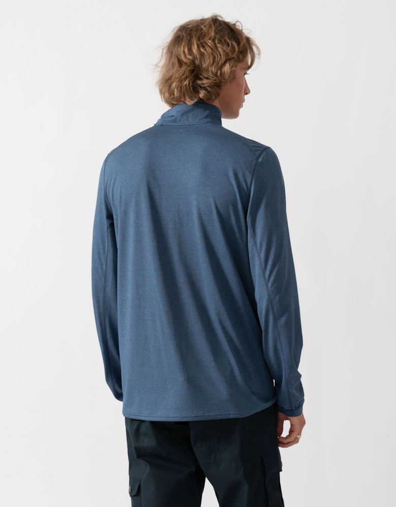 Fjallraven Abisko Day Hike Half Zip Mens Long Sleeve Top - Indigo Blue 534