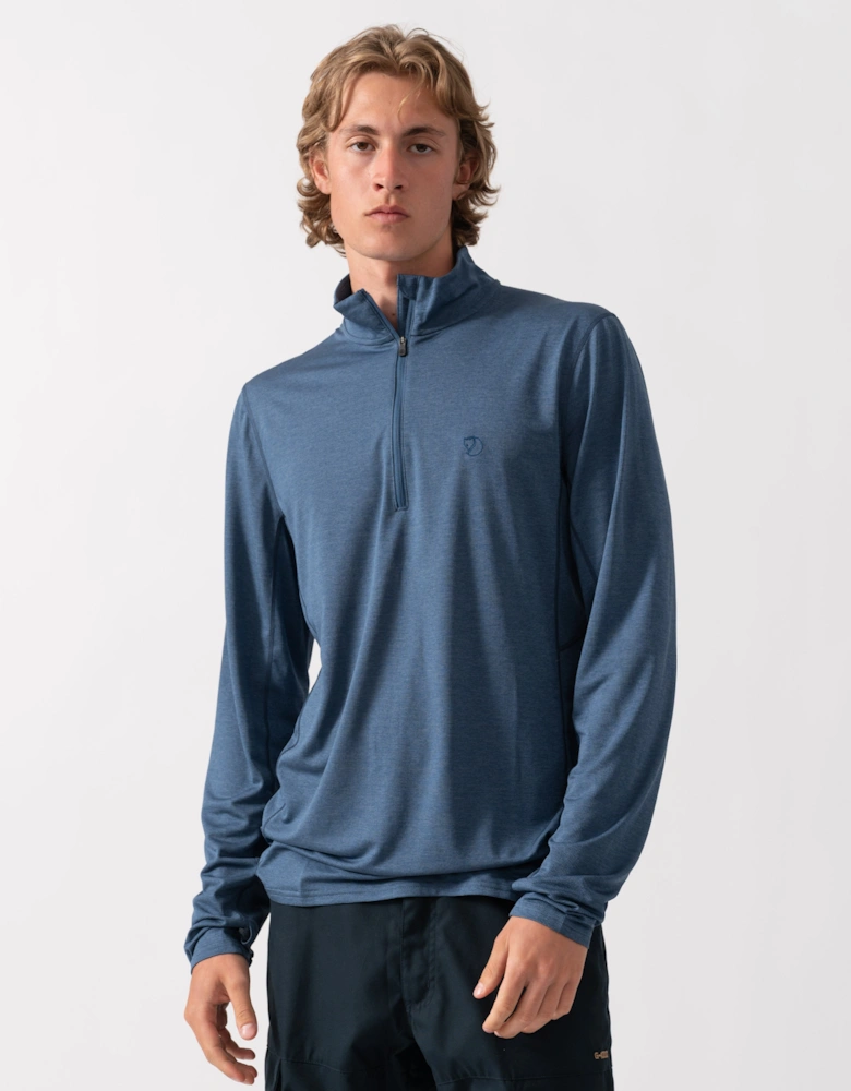Fjallraven Abisko Day Hike Half Zip Mens Long Sleeve Top - Indigo Blue 534