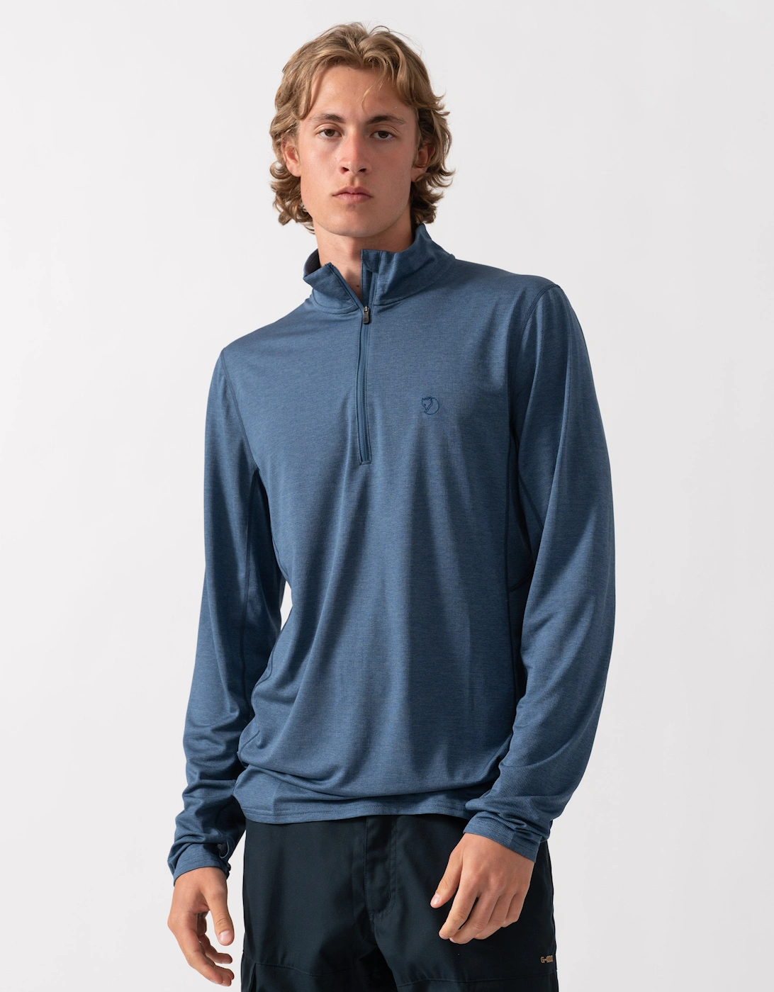 Fjallraven Men's Fjallraven Abisko Day Hike Half Zip Mens Long Sleeve Top - Indigo Blue 534 - Navy