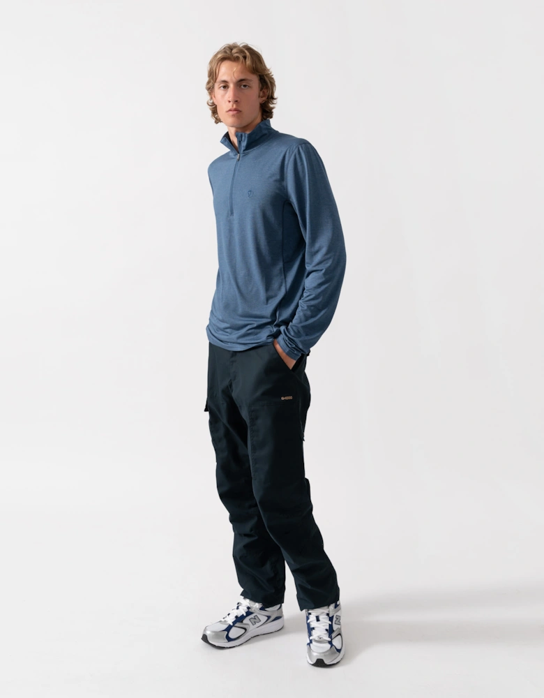 Fjallraven Abisko Day Hike Half Zip Mens Long Sleeve Top - Indigo Blue 534
