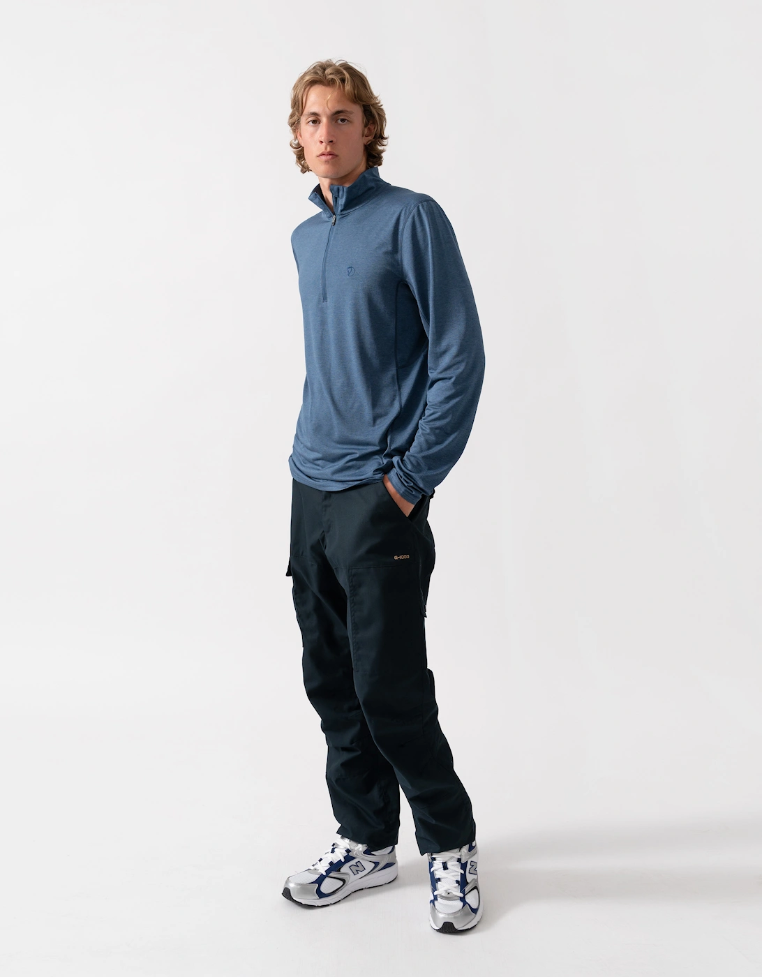 Fjallraven Abisko Day Hike Half Zip Mens Long Sleeve Top - Indigo Blue 534